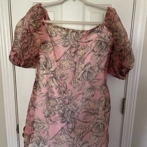 Puffed Sleeve Printed Mini Dress